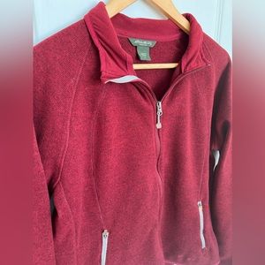 Eddie Bauer Womens Fleece XL Red Full Zip Outdoor Long Sleeve